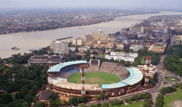 An aerial picture of the Eden Gardens Cricket Ground