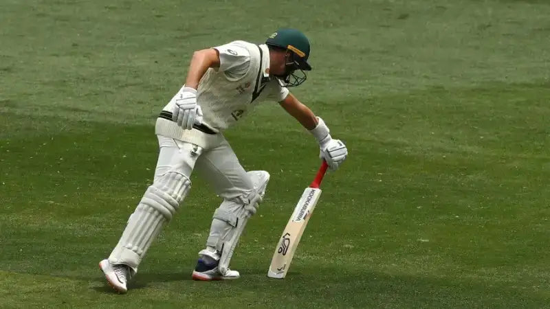 Marnus Labuschagne shadow bats while he comes onto bat in the Ashes against England