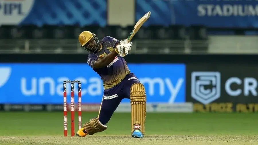 Andre Russell hits the ball out of the park