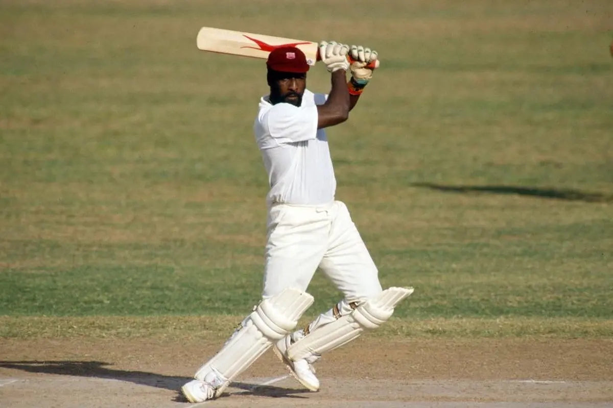 Viv Richards plays the backfoot drive cricket shot