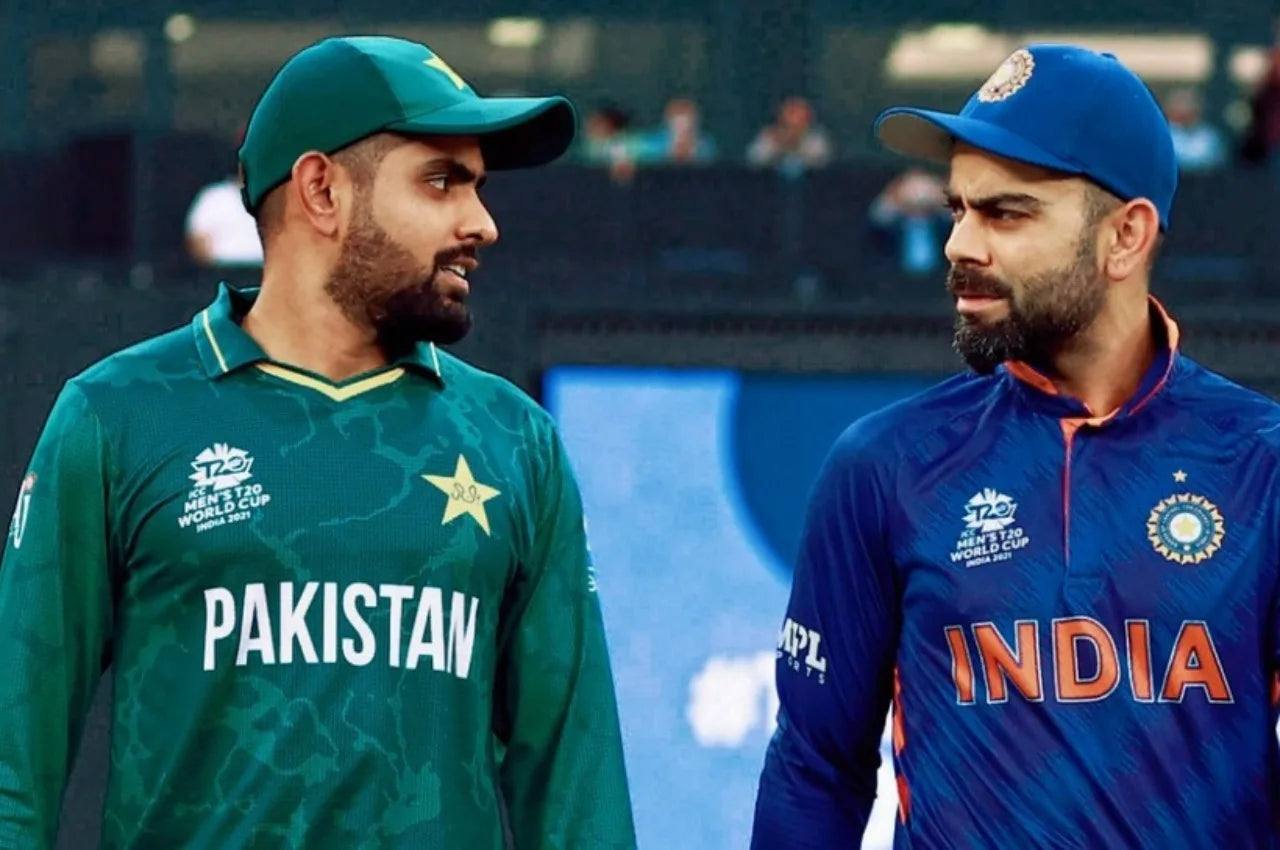 Virat Kohli and Babar Azam having a conversation before an India vs Pakistan match