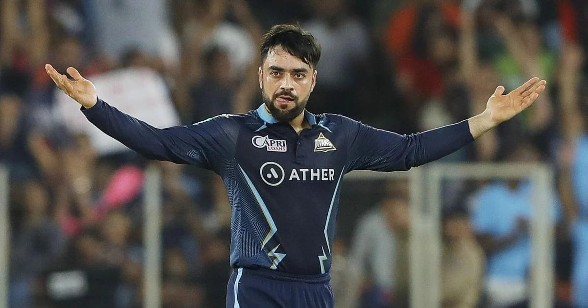 Rashid Khan celebrates a wicket for the Gujarat Titans in the IPL