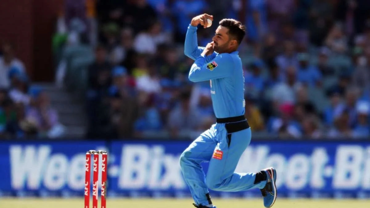 Rashid Khan bowling in the Big Bash League for Adelaide Strikers