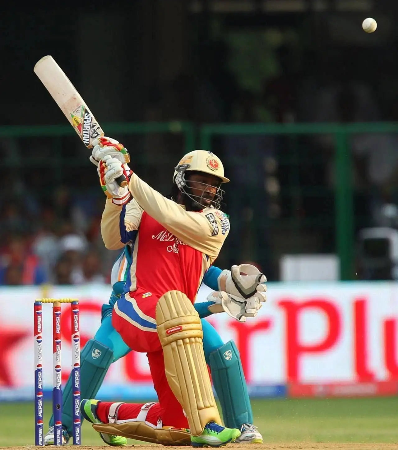 Chris Gayle batting when he scored the fastest century in the IPL