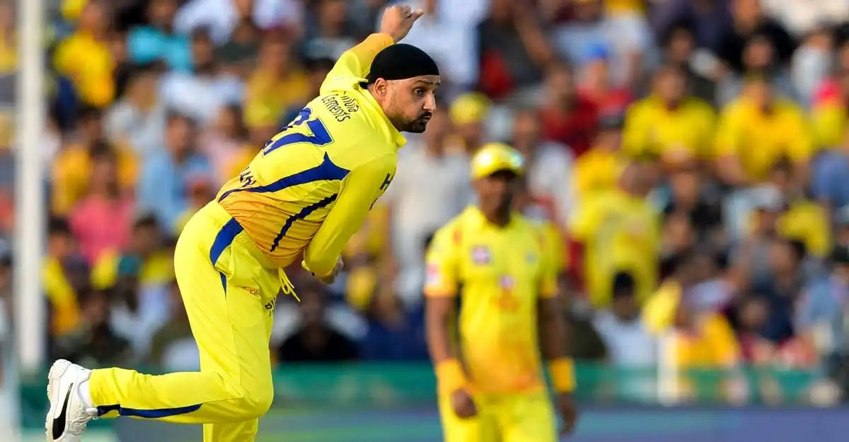 Harbhajan Singh bowling for the Chennai Super Kings in the IPL