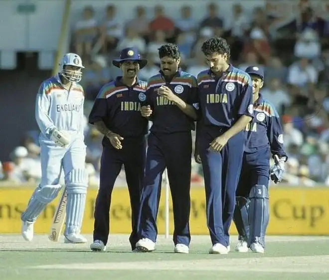 The Indian players in 1992 Indian cricket Team jersey