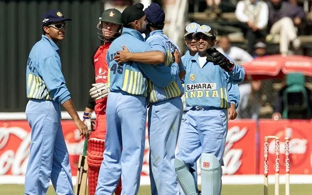 The Indian Players in the 2001 Indian Team jersey