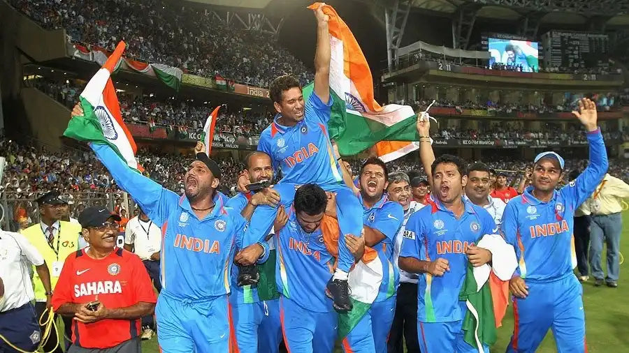 Indian Players celebrate the 2011 ICC CWC victory in the iconic jersey