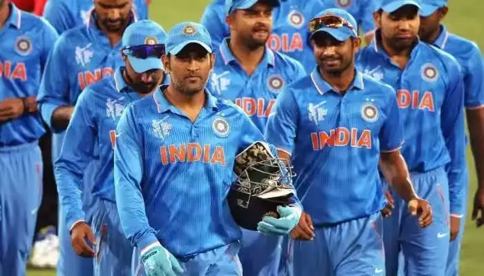 The Indian Team players in the 2015 Indian Team jersey