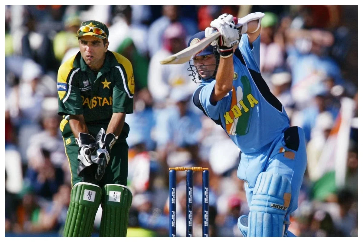 Sachin Tendulkar batting in the 2003 Cricket World Cup India vs Pakistan match