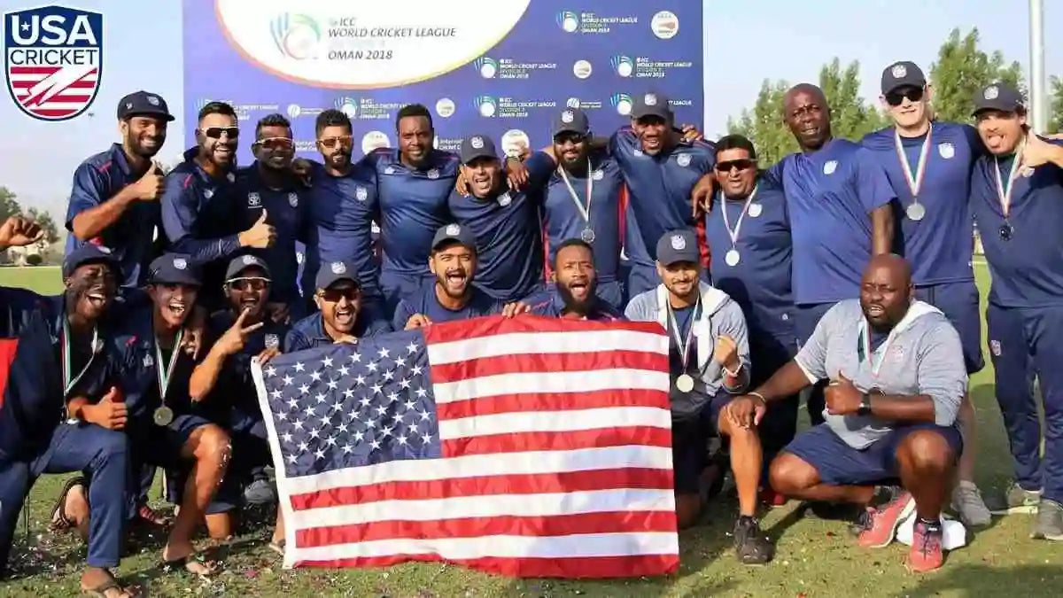 The USA Cricket Team celebrates their victory in the World Cricket League