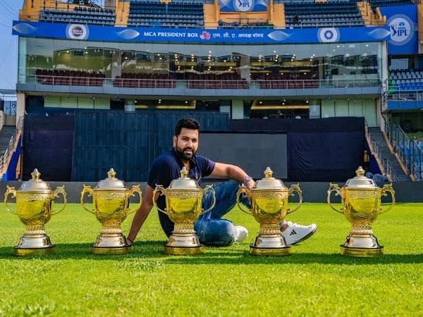 Rohit Sharma with 5 IPL Trophies as Mumbai Indians Captain