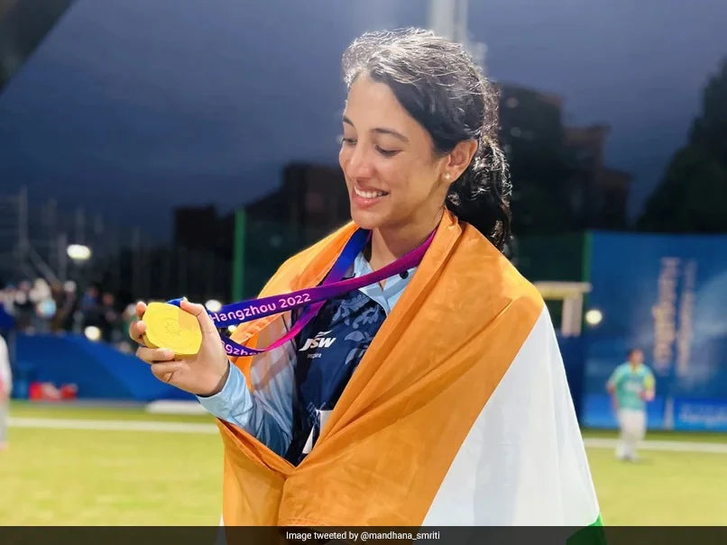 Smriti Mandhan with her Asian Games 2023 Gold Medal