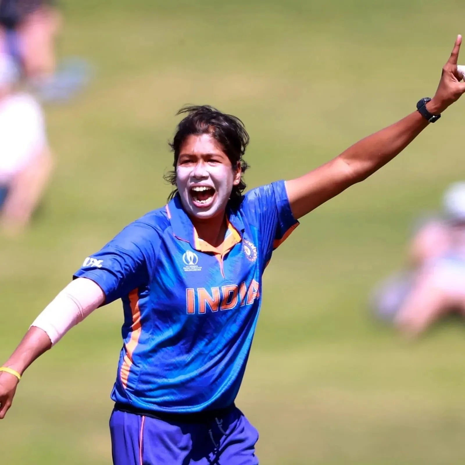 Jhulan Goswami celebrating a wicket