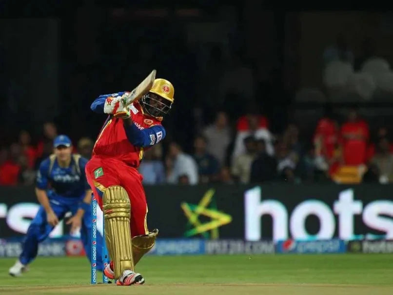 Chris Gayle hits a six against Rajasthan Royals in the IPL