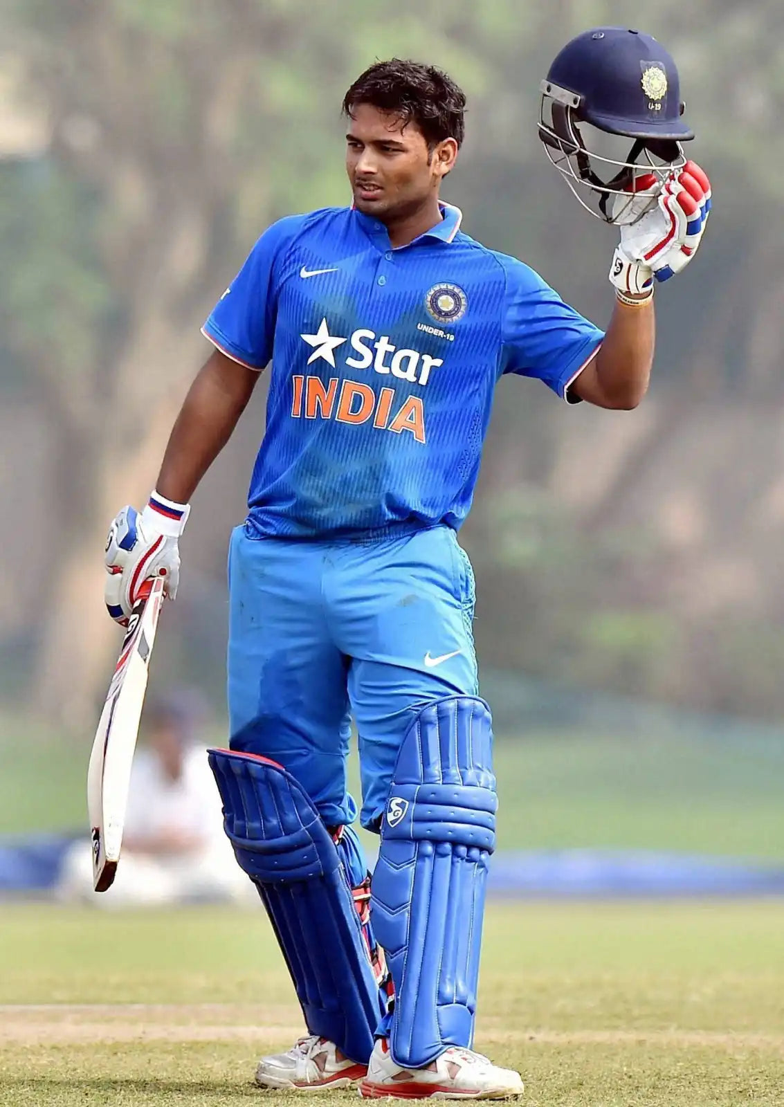 Rishabh Pant celebrates a century in the U-19 Cricket World Cup