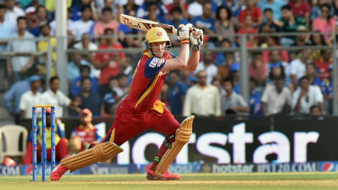 AB de Villiers batting while on his way to scoring 133 against Mumbai Indians