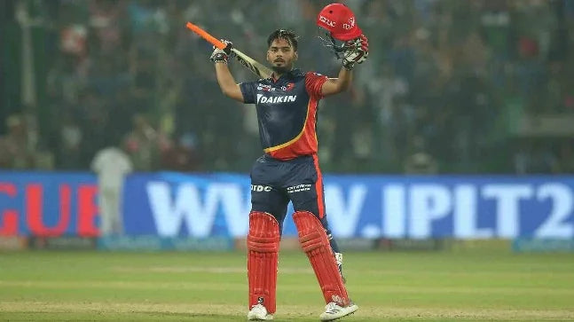 Rishabh Pant celebrating his 100 against Sunrisers Hyderabad