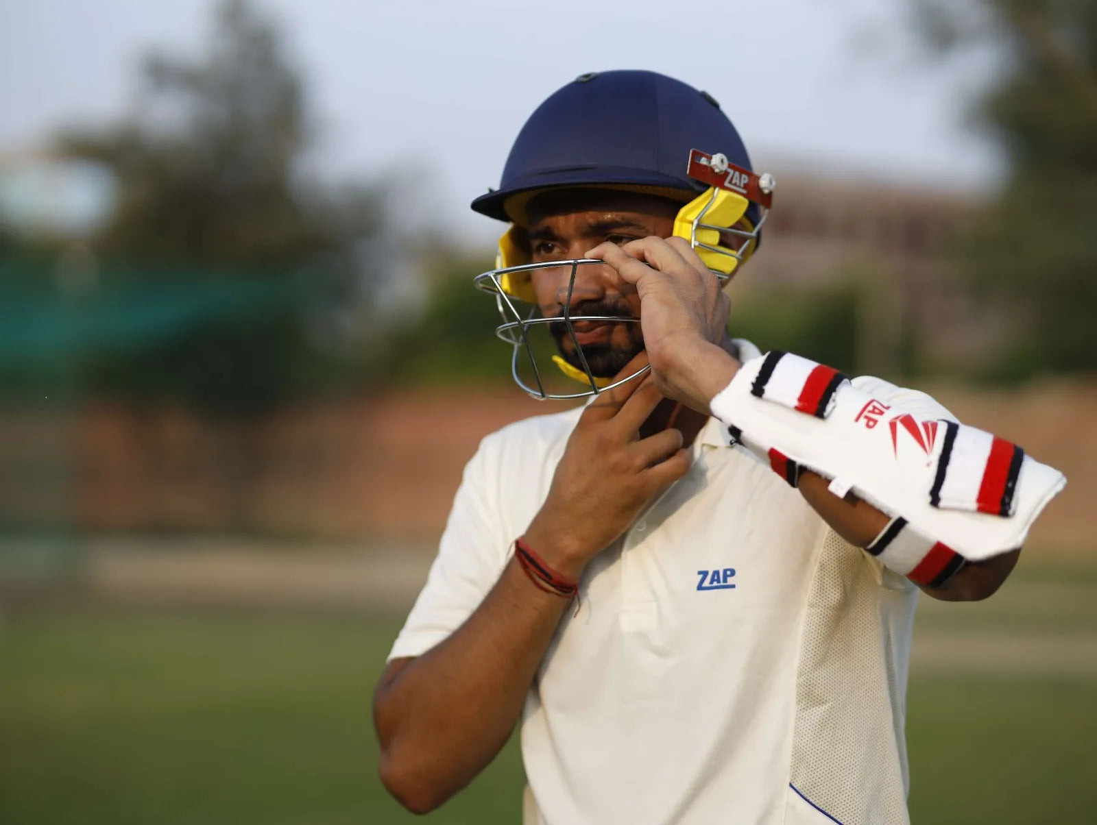 A Batsman wearing a ZAP Cricket Helmet