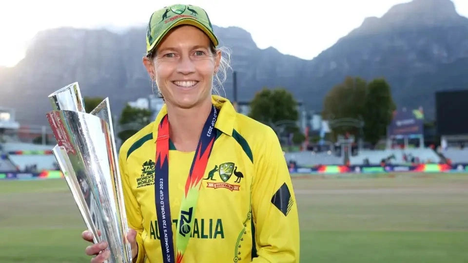 Meg Lanning with the ICC T20 World Cup Trophy