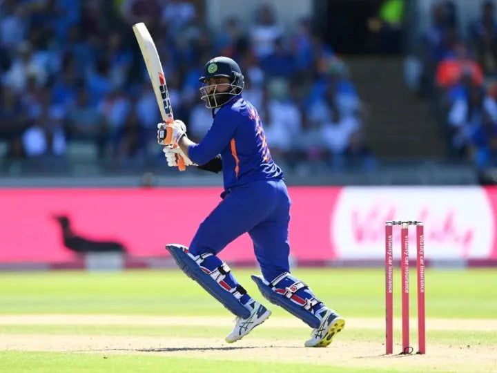 Ravindra Jadeja batting for the Indian Cricket Team
