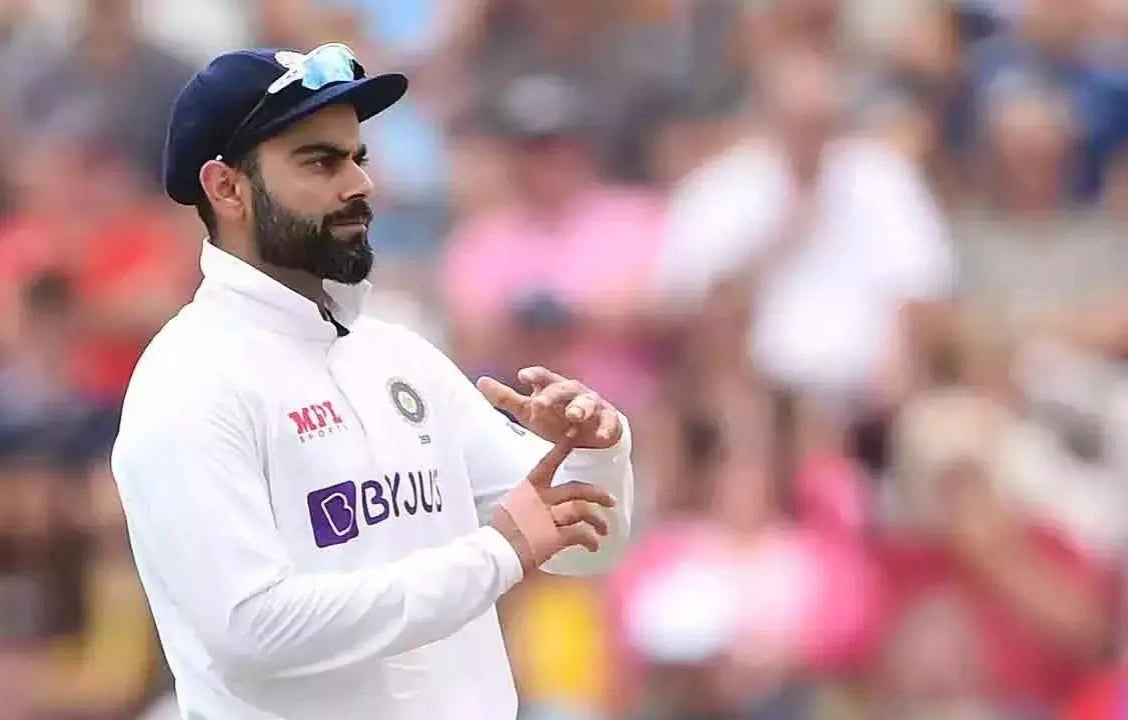 Virat Kohli appealing to the DRS for an LBW decision