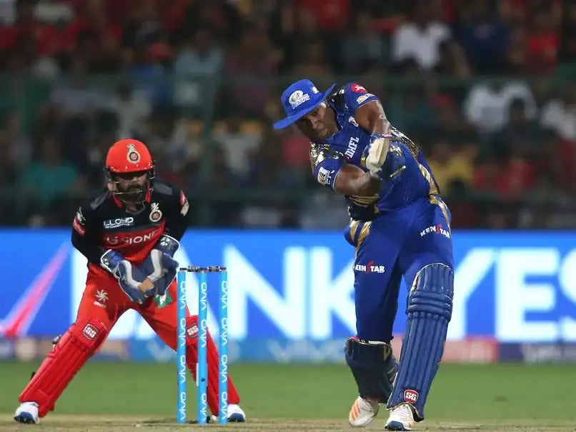 Keiron Pollar batting against the RCB in an IPL match