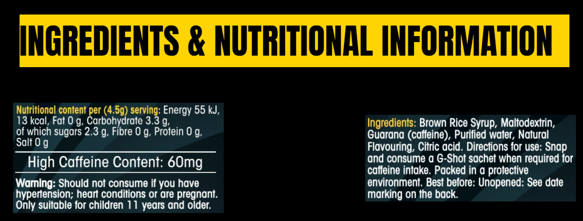 32Gi G-Shot 4.5g - Nutritional Information