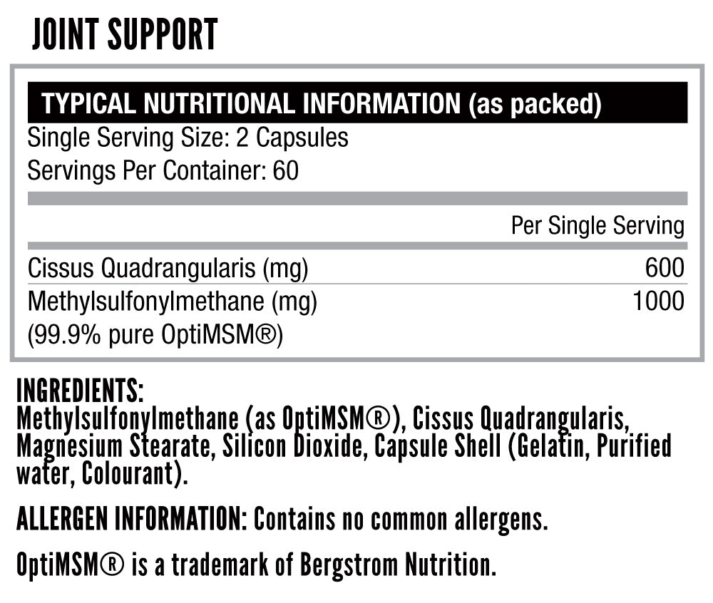 Nutritech Joint Support 120 Caps - Nutritional Information