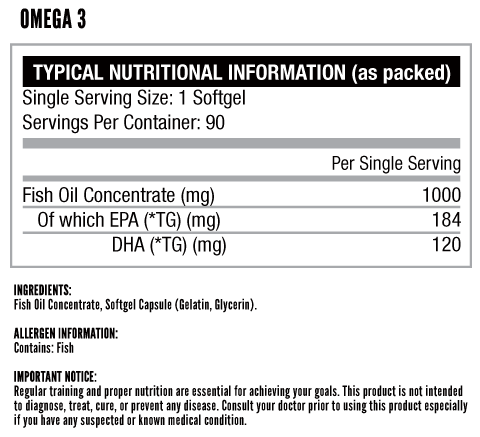 Nutritech Omega 3 90 Softgels - Nutritional Information