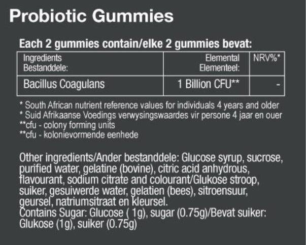 Vitatech Probiotic Gummies (60 Gummies) - Nutritional Information