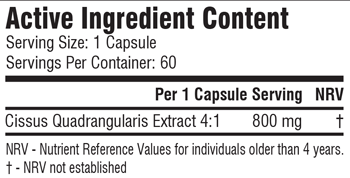 SSA Supplements Joint Support 60 Caps - Nutritional Information