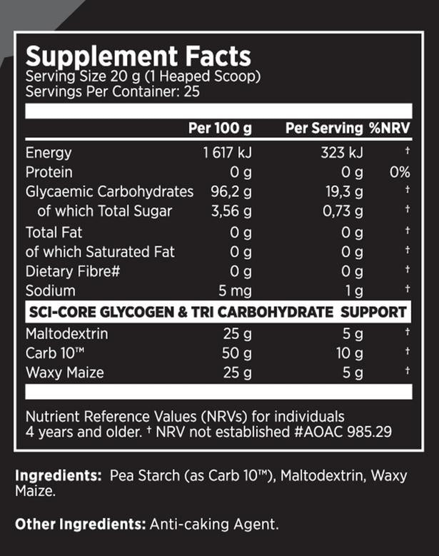 Sci-Core Carbo Core 500g - Nutritional Information