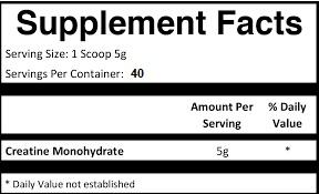 TNT Mercury Creatine Monohydrate 200g - Nutritional Information