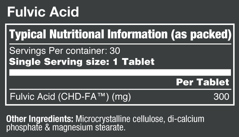 Vitatech Fulvic Acid 30 Tabs - Nutritional Information