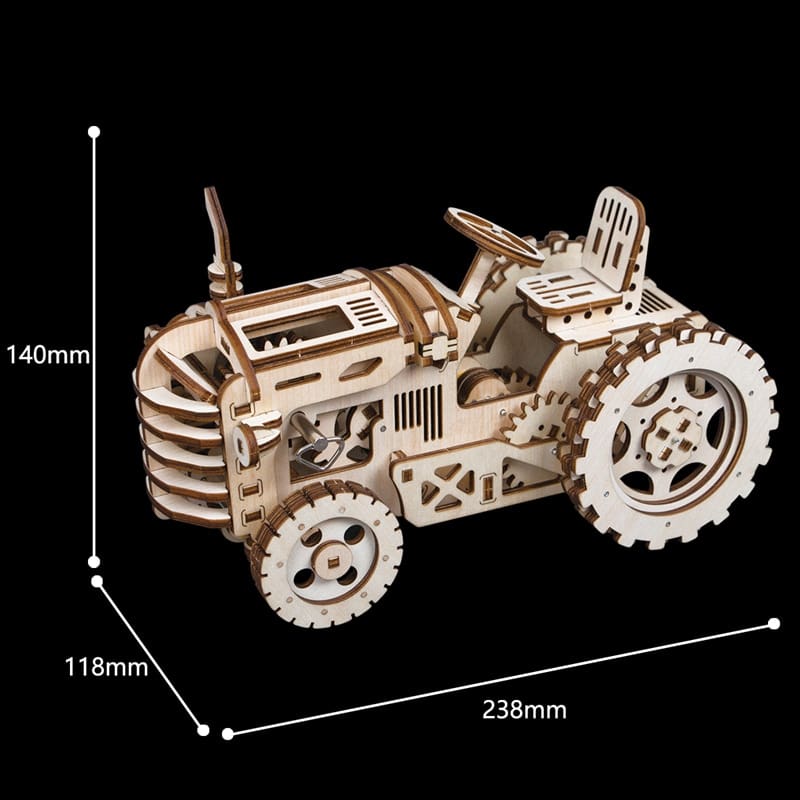 KingPuzzles Movable DIY Tractor Wooden Model LK401