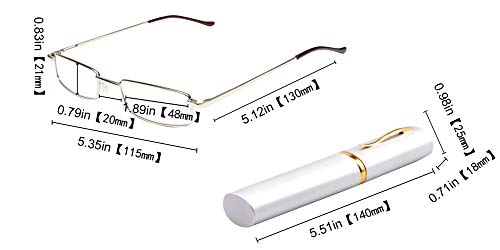 SOOLALA Lightweight Compact Reader Reading Glasses Reader w/Pen Clip Tube Case, SilverBlackBrown, 1.5D