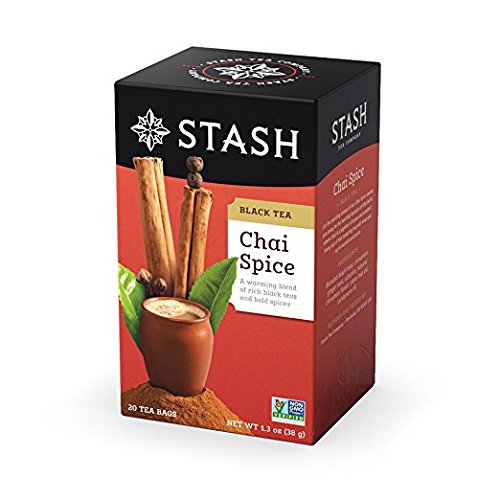 Stash Tea Chai Spice Black Tea 20 Count Tea Bags in Foil (Pack of 6), Tea Bags Individually Wrapped in Foil, Premium Black Tea Blended with Invigorating, Warming Spices, Drink Hot or Iced