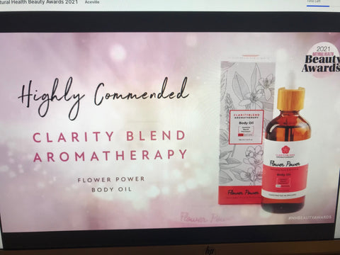 clarity blend aromatherapy beauty awards winner flower power body massage oil