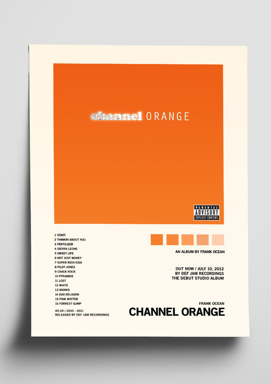Frank Ocean 'Channel Orange' Alternative Album Tracklist Poster – The Indie  Planet