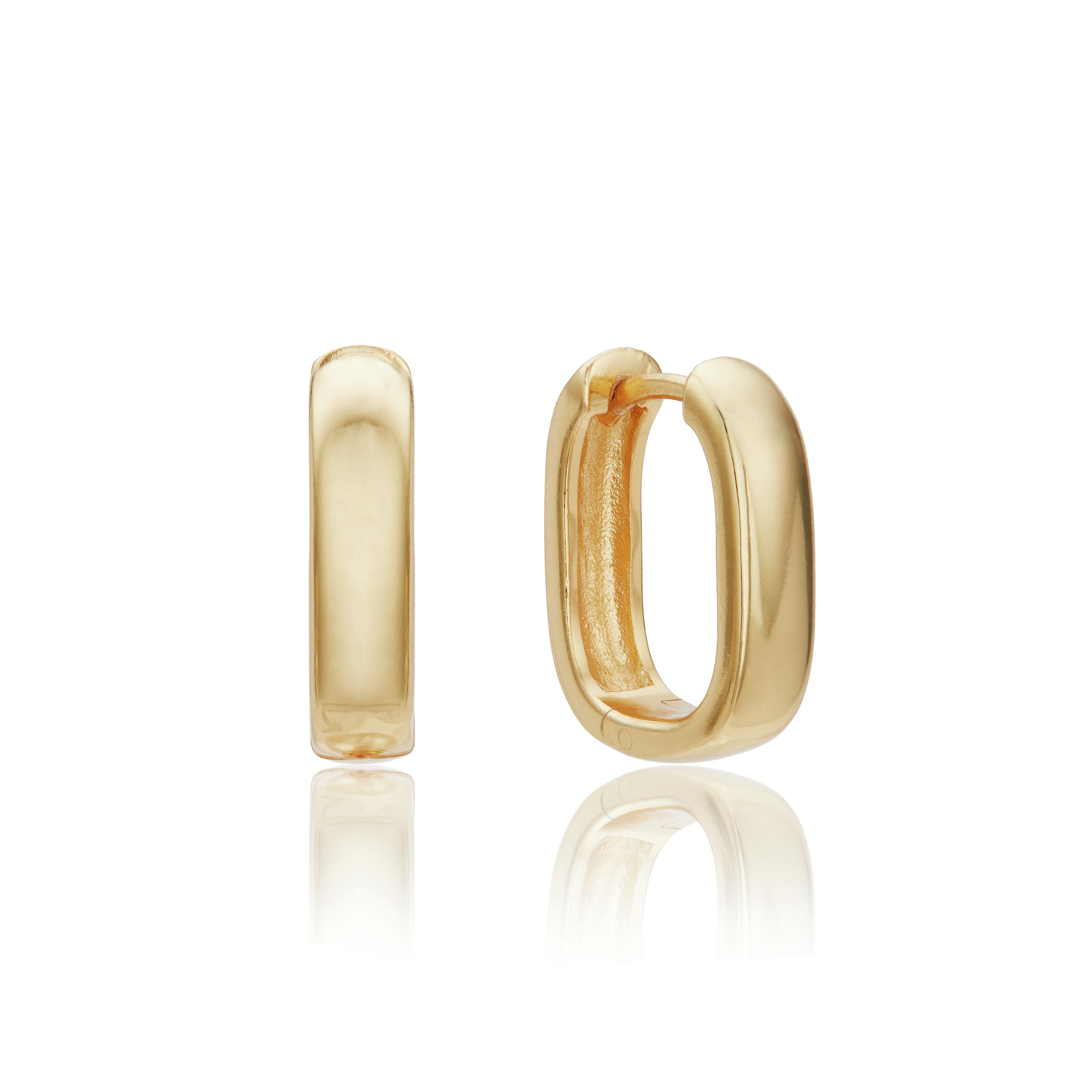 Gold Thick Squared Hoop Earrings