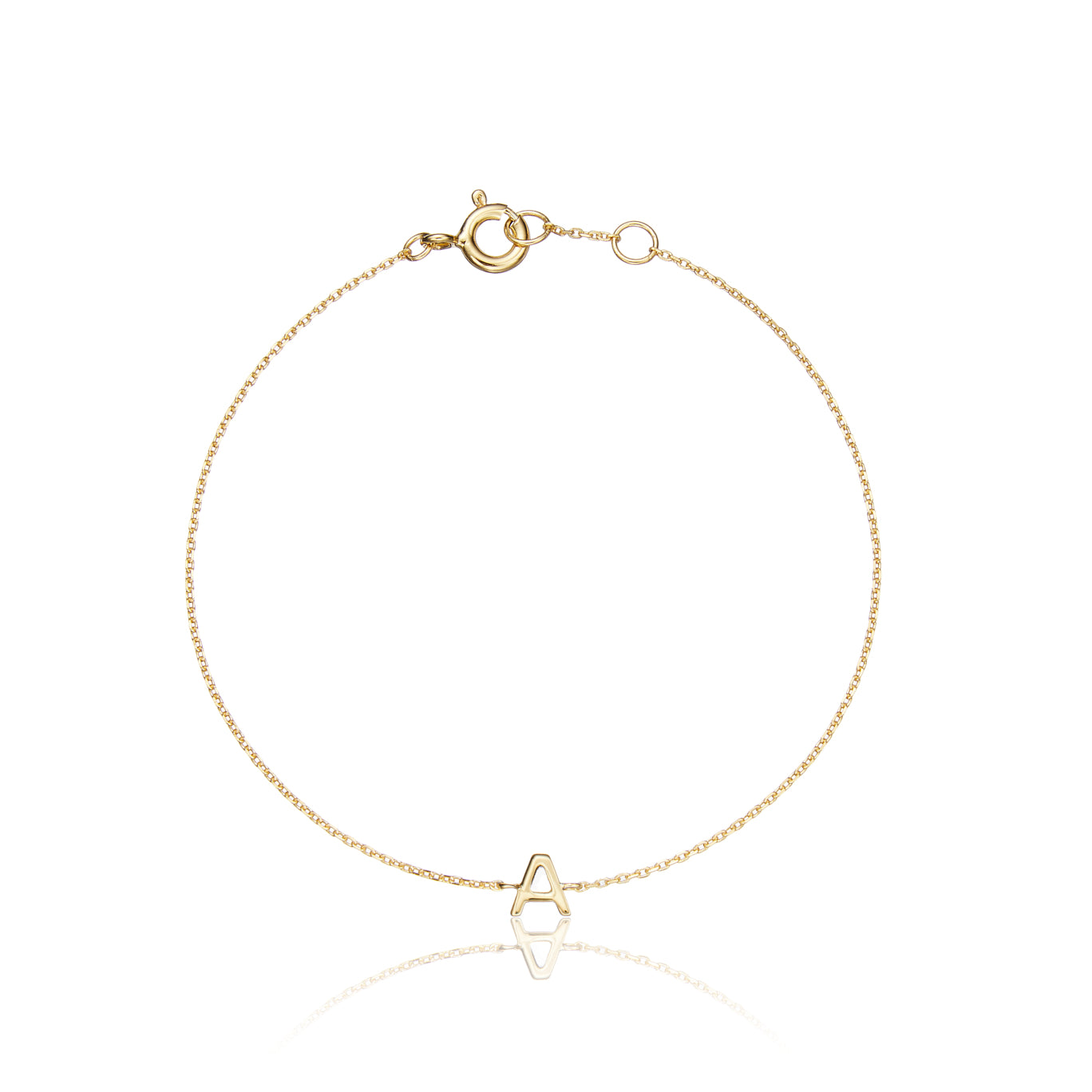 Solid Gold Miniature Initial Letter Bracelet