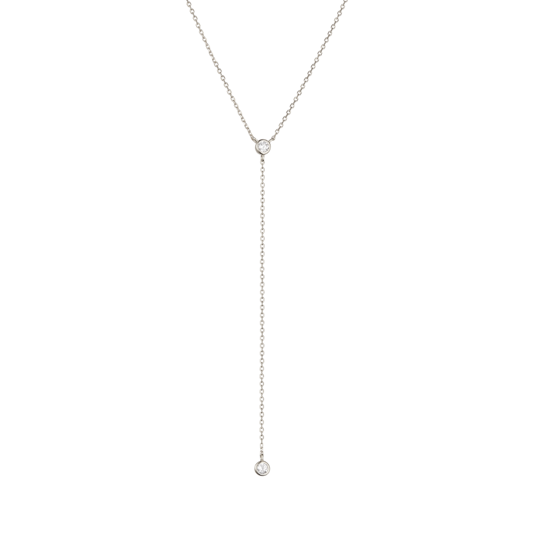 Solid White Gold Diamond Lariat Necklace