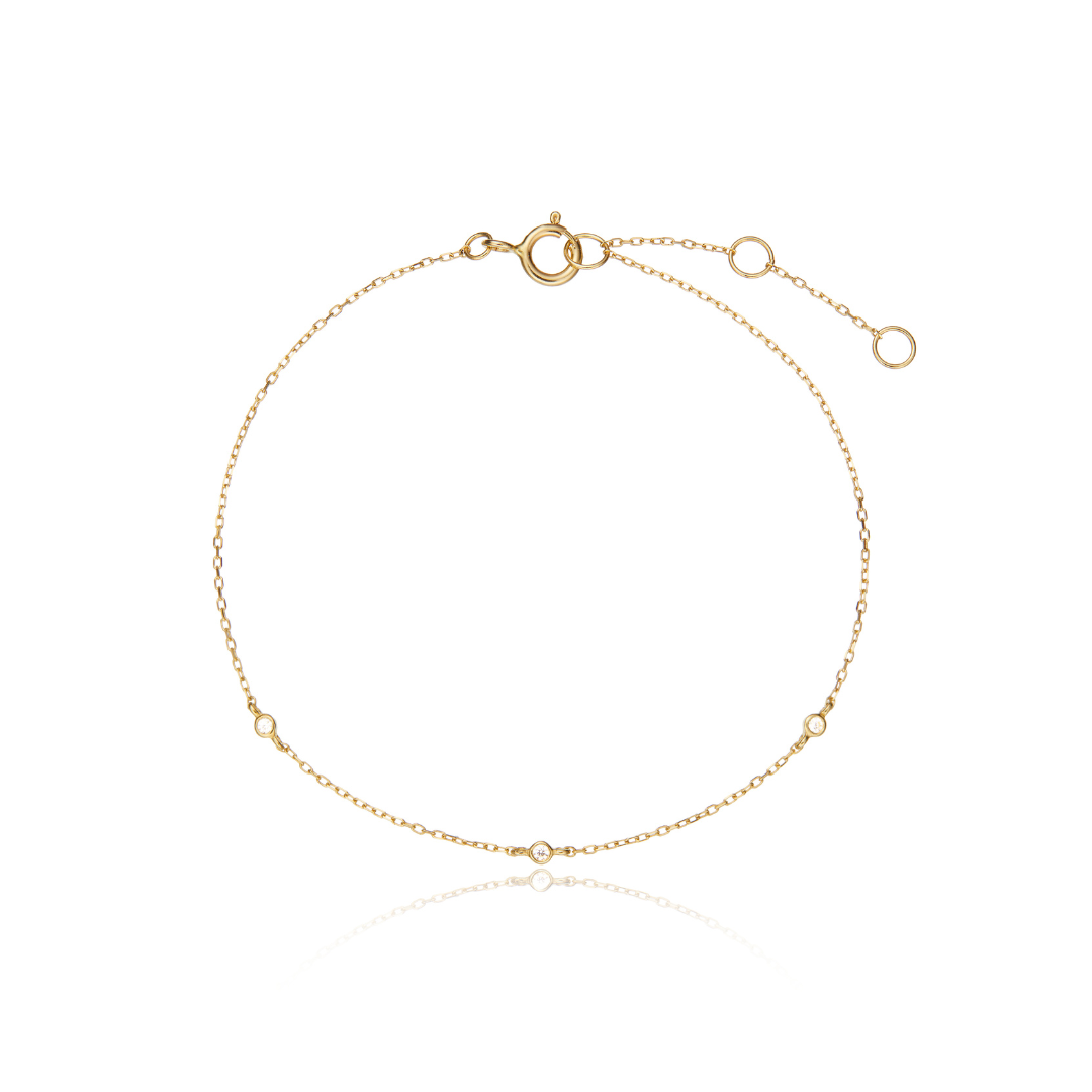 Gold Three Diamond Style Bracelet