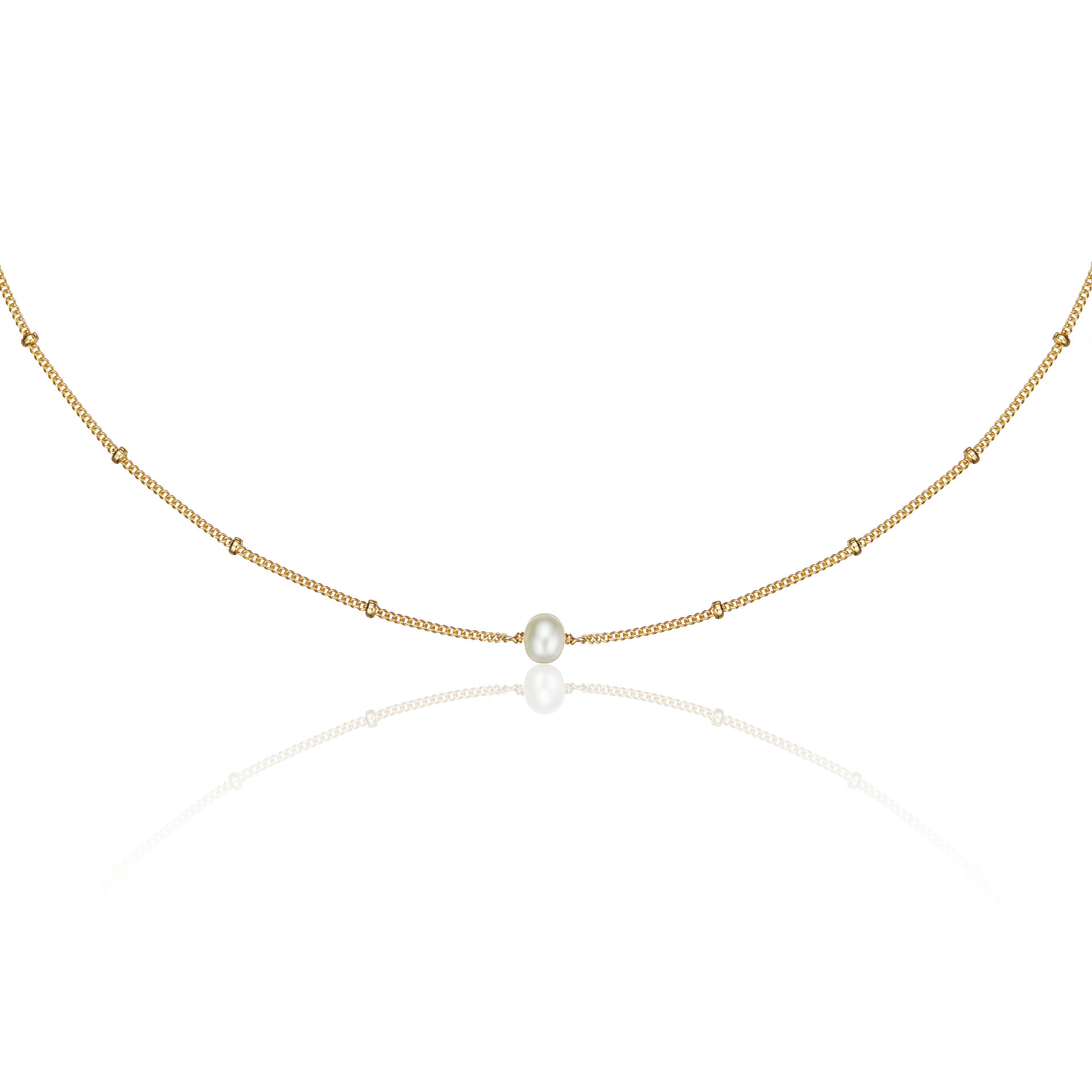 Gold Satellite Single Pearl Choker