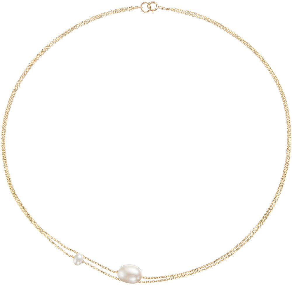 Gold Layered Large and Small Pearl Choker