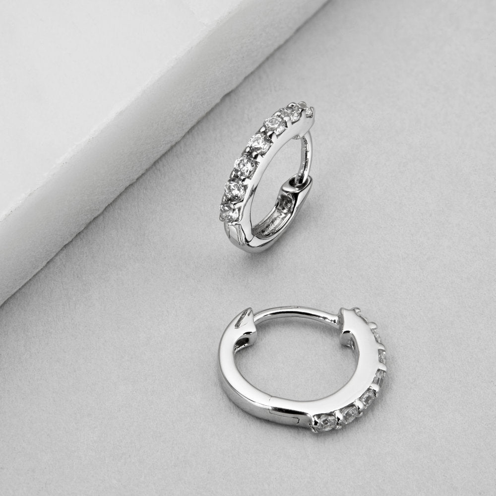 Silver Diamond Style Huggie Hoop Earrings – Lily & Roo