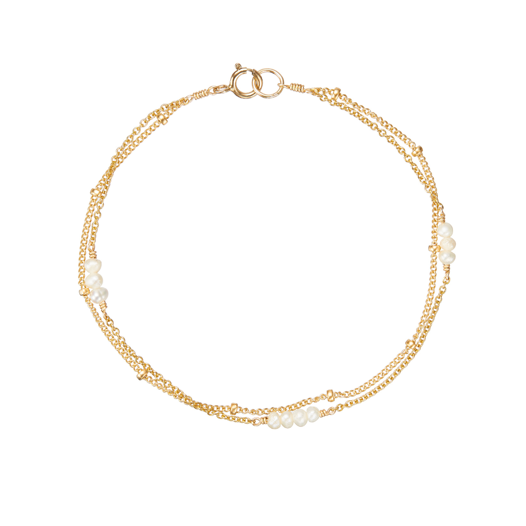 Gold Layered Satellite Mini Pearl Bracelet