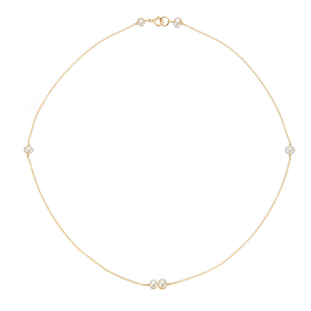 Gold Six Pearl Choker Necklace