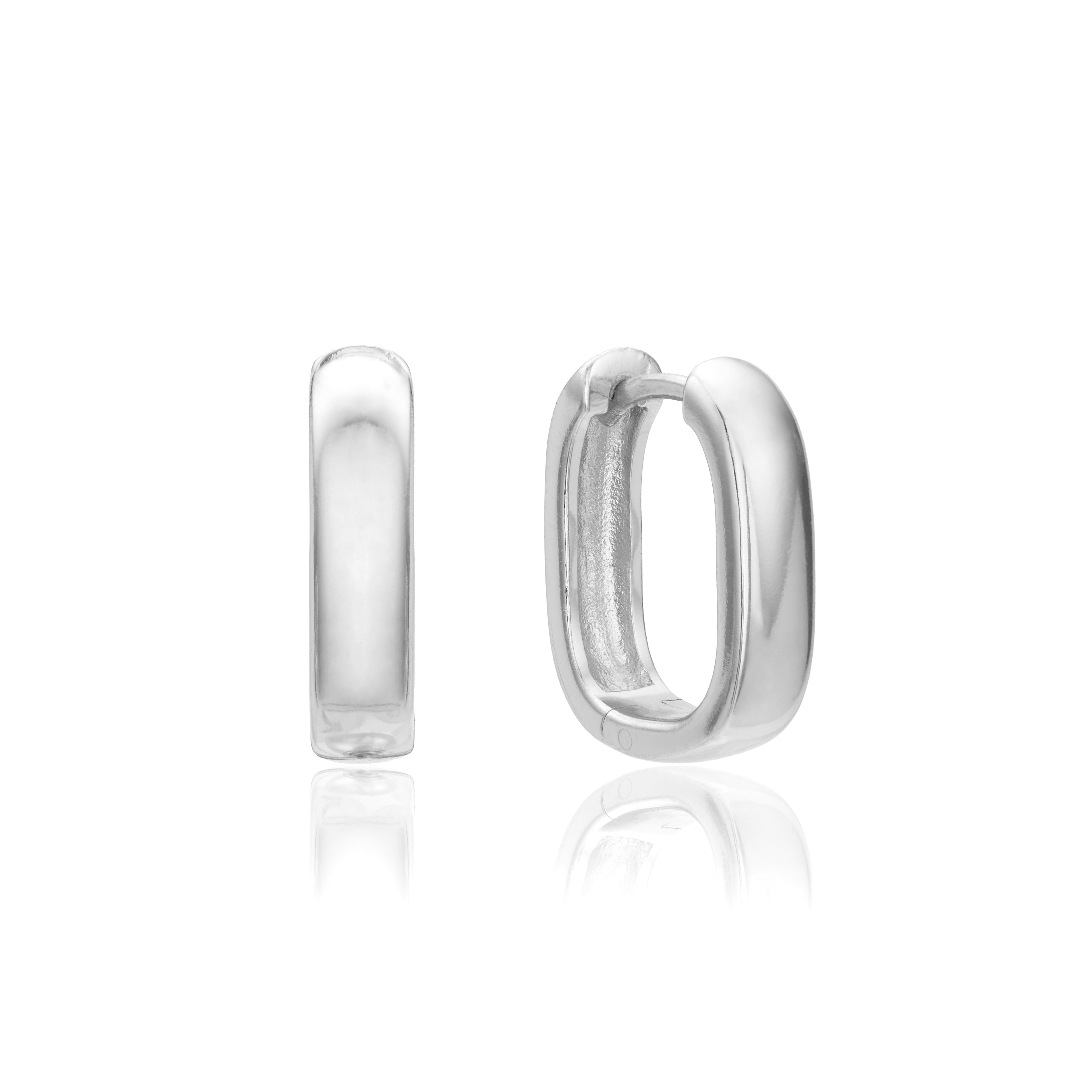 Silver Thick Squared Hoop Earrings